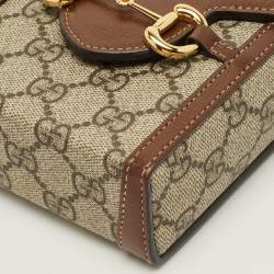 مملوكة مسبقًا Gucci Horsebit 1955 Brown/Beige GG Supreme Canvas Crossbody Bag