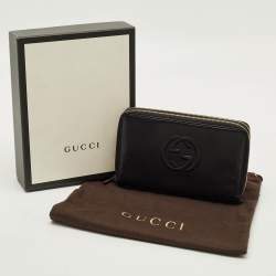 Pre Owned Gucci Soho Organizer Black Leather Double Zip Around Wallet