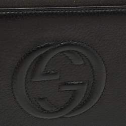 Pre Owned Gucci Soho Organizer Black Leather Double Zip Around Wallet