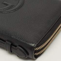 Pre Owned Gucci Soho Organizer Black Leather Double Zip Around Wallet