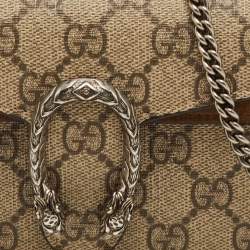 Pre Owned Gucci Dionysus Super Mini Beige/Brown GG Supreme Canvas and Suede Shoulder Bag