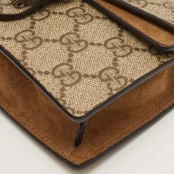 Pre Owned Gucci Dionysus Super Mini Beige/Brown GG Supreme Canvas and Suede Shoulder Bag