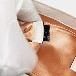 Pre Owned Gucci White Small Quilted Leather Horsebit Chain Satchel