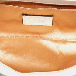 Pre Owned Gucci White Small Quilted Leather Horsebit Chain Satchel