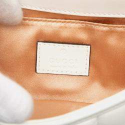 Pre Owned Gucci White Small Quilted Leather Horsebit Chain Satchel