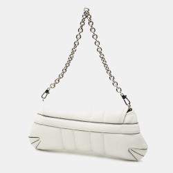 Pre Owned Gucci White Small Quilted Leather Horsebit Chain Satchel
