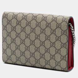 Pre Owned Gucci Brown GG Supreme Dionysus Chain Wallet