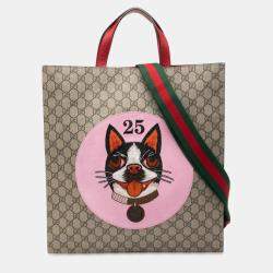 Pre Owned حقيبة ساتشل غوتشي بوسكو جي جي سوبريم ويب بني