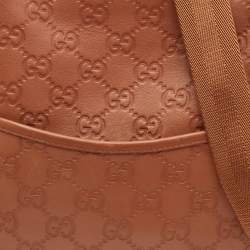 Pre Owned حقيبة كروس بودي غوتشي جلد غوتشيسيما بني ميني ماسنجر