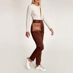 Pre Owned حقيبة كروس بودي غوتشي جلد غوتشيسيما بني ميني ماسنجر