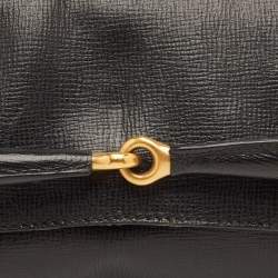 مملوكة مسبقًا حقيبة كلتش غوتشي سلسلة هورسبيت جلد أسود مع غطاء