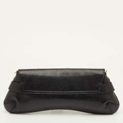 مملوكة مسبقًا حقيبة كلتش غوتشي سلسلة هورسبيت جلد أسود مع غطاء