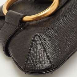 مملوكة مسبقًا حقيبة كلتش غوتشي سلسلة هورسبيت جلد أسود مع غطاء