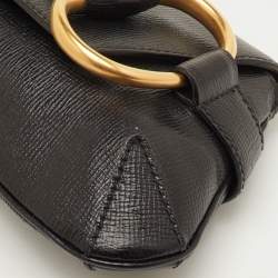 مملوكة مسبقًا حقيبة كلتش غوتشي سلسلة هورسبيت جلد أسود مع غطاء