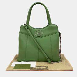 Pre Owned حقيبة غوتشي جي جي جلد أخضر صغيرة للنزهات