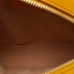 Pre Owned Gucci Ophidia Flora Mini Yellow GG Supreme Canvas and Leather Round Bag