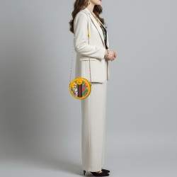 Pre Owned Gucci Ophidia Flora Mini Yellow GG Supreme Canvas and Leather Round Bag