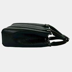 مملوكة مسبقًا حقيبة غوتشي توت جلد مثقبة بختم GG صغير أسود