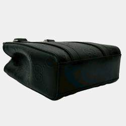 مملوكة مسبقًا حقيبة غوتشي توت جلد مثقبة بختم GG صغير أسود