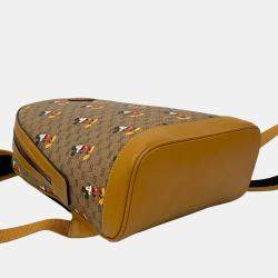 Pre Owned حقيبة ظهر قبة غوتشي ديزني بني ميكي ماوس جي جي سوبرين ميكرو صغيرة