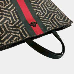 Pre Owned Gucci Brown GG Supreme Caleido Web Vertical Tote