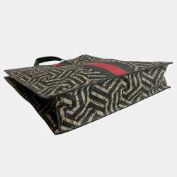 Pre Owned Gucci Brown GG Supreme Caleido Web Vertical Tote