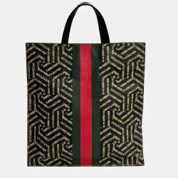 Pre Owned Gucci Brown GG Supreme Caleido Web Vertical Tote