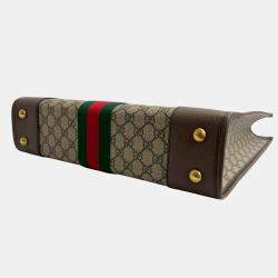 Pre Owned Gucci Brown GG Supreme Ophidia Vertical Tote