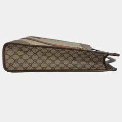 Pre Owned Gucci Brown GG Supreme Ophidia Vertical Tote