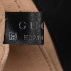Pre Owned Gucci GG Pearl Marmont Flap Mini Black Matelassé Leather Shoulder Bag