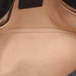 Pre Owned Gucci GG Pearl Marmont Flap Mini Black Matelassé Leather Shoulder Bag