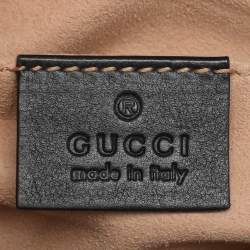 Pre Owned Gucci GG Pearl Marmont Flap Mini Black Matelassé Leather Shoulder Bag