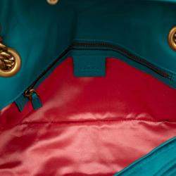 Pre Owned Gucci Blue Medium GG Marmont Matelasse Velvet Shoulder Bag