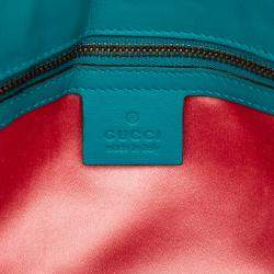 Pre Owned Gucci Blue Medium GG Marmont Matelasse Velvet Shoulder Bag