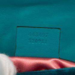 Pre Owned Gucci Blue Medium GG Marmont Matelasse Velvet Shoulder Bag