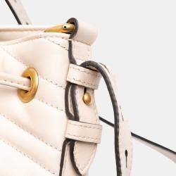 Pre Owned Gucci White GG Marmont Matelasse Leather Bucket Bag