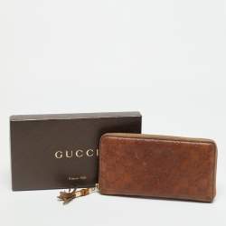 مملوكة مسبقًا محفظة غوتشي بامبو غوتشيسيما بني بشراشيب وسحاب محيط