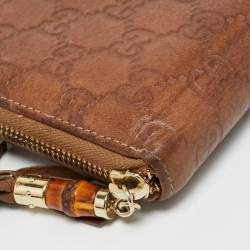 مملوكة مسبقًا محفظة غوتشي بامبو غوتشيسيما بني بشراشيب وسحاب محيط