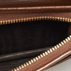 Pre Owned Gucci Horsebit 1955 Brown/Beige GG Supreme Canvas and Leather Flap Card Case