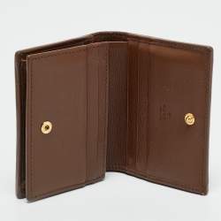 Pre Owned Gucci Horsebit 1955 Brown/Beige GG Supreme Canvas and Leather Flap Card Case