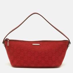 مملوكة مسبقًا Gucci Boat Red GG Canvas and Leather Baguette