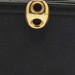 Pre Owned Gucci Wave Black GG Canvas and Leather Continental Wallet