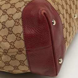 مملوكة مسبقًا حقيبة يد توتس غوتشي ويب دراساج متوسطة داكنة أحمر / بيج كانفاس GG وجلد