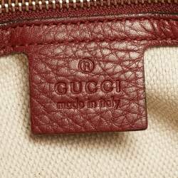 مملوكة مسبقًا حقيبة يد توتس غوتشي ويب دراساج متوسطة داكنة أحمر / بيج كانفاس GG وجلد