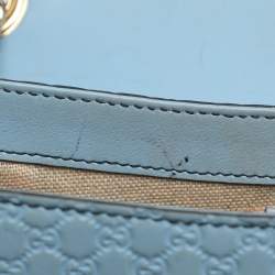 Pre Owned Gucci Emily Medium Light Blue Microguccissima Leather Shoulder Bag