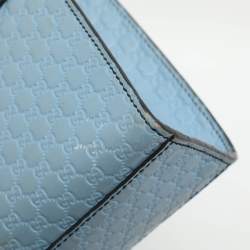 Pre Owned Gucci Emily Medium Light Blue Microguccissima Leather Shoulder Bag
