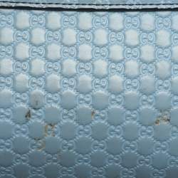 Pre Owned Gucci Emily Medium Light Blue Microguccissima Leather Shoulder Bag