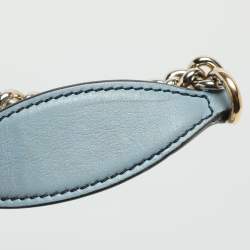 Pre Owned Gucci Emily Medium Light Blue Microguccissima Leather Shoulder Bag