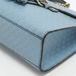 Pre Owned Gucci Emily Medium Light Blue Microguccissima Leather Shoulder Bag