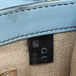 Pre Owned Gucci Emily Medium Light Blue Microguccissima Leather Shoulder Bag